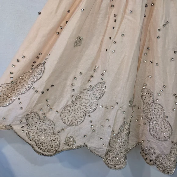 Ruehl No.925 100% Cotton Beaded Embellished Pale Pink Skirt Size Medium - Picture 4 of 11